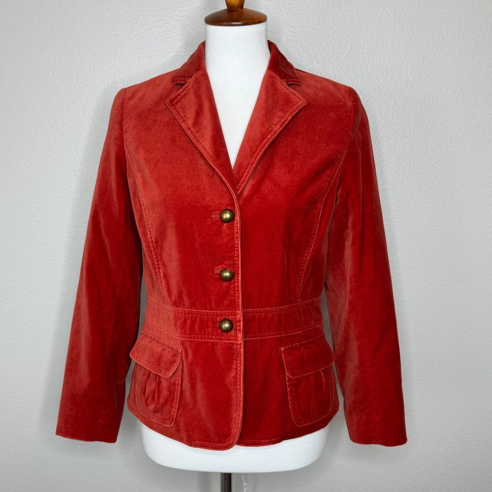 JUDITH HART Velvet Blazer 8‎ PET Orange Rust Cottage Core Preppy Academia